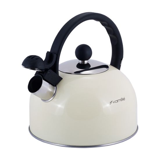 Чайник 2,5 л из нержавеющей стали со свистком Kamille KM-0679 и черной бакелитовой ручкой