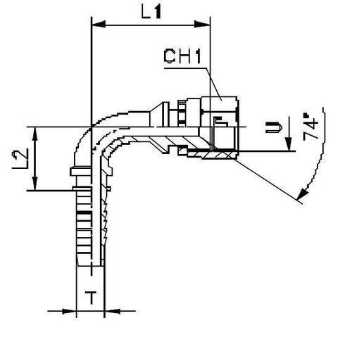 Фитинг DN 12 JIC (Г) 1.1/16 (90)