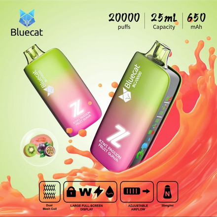 Bluecat BC20000 Киви маракуйя гуава 20000 затяжек 20мг Hard (2% Hard)