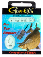 Крючки с поводком Gamakatsu Booklet FEEDER STR 2030B размер 08/0, 24мм 80см (упк.10шт.)