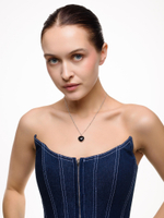 Колье "Lovely" с черным агатом Silver