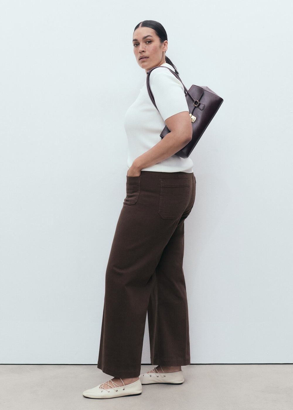 Джинсы wideleg с карманами