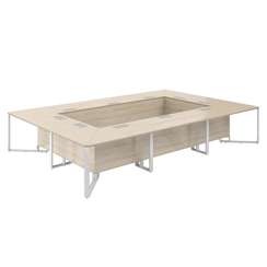 SP.0108.AR.AR.WH / Стол переговорный 4200х2800х750 / столешница:акация равелло, подстолье:акация равелло, металлокаркас:белый, лючок:серый