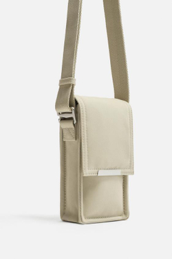 ZARA МИНИ-СУМКА ИЗ ТКАНИ, ПЕСОЧНЫЙ