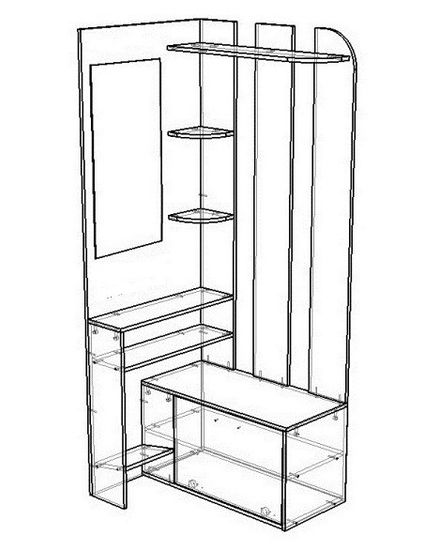 Прихожая БАТИС-5 с зеркалом левая