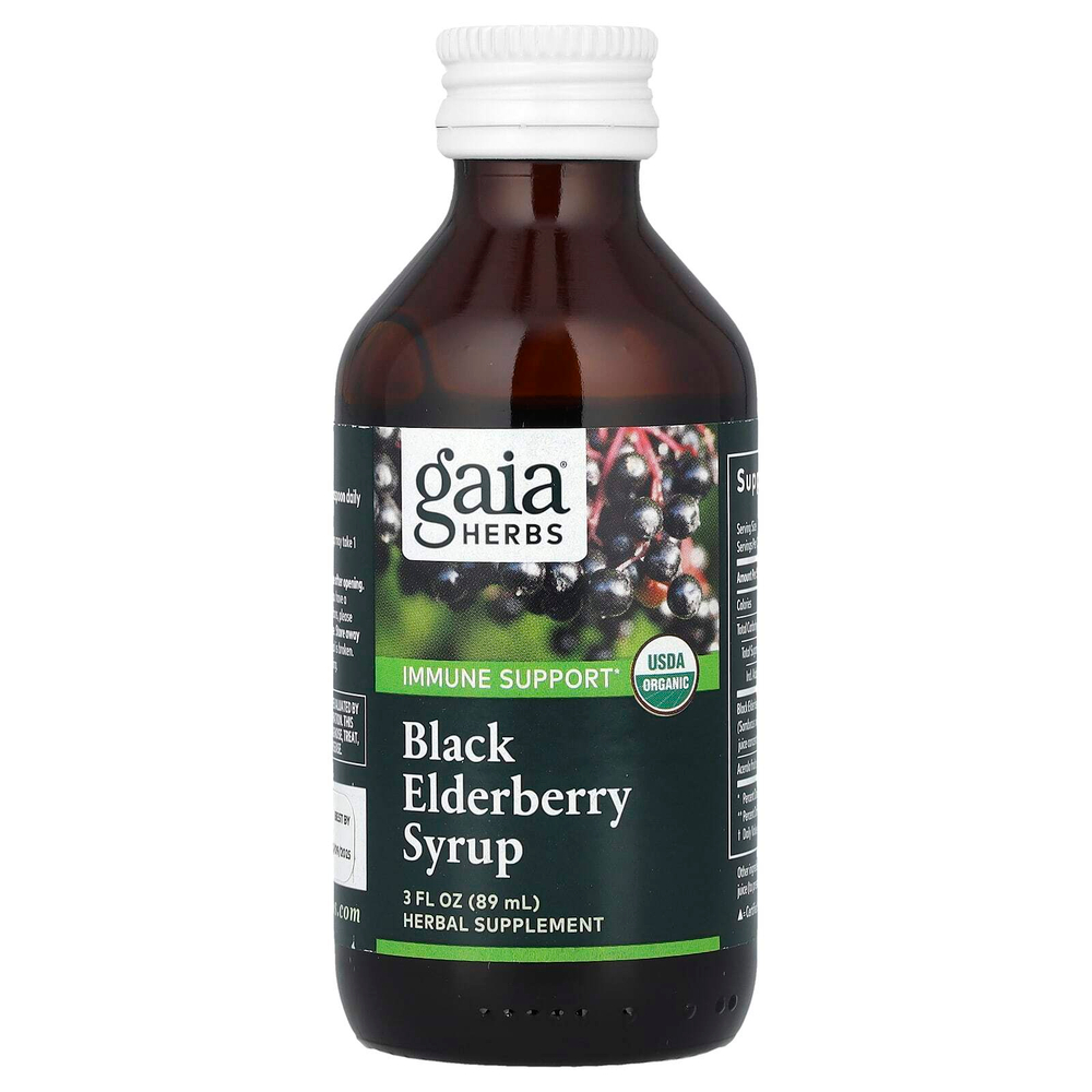 Gaia Herbs, сироп из черной бузины, для поддержки иммунитета, 89 мл (3 жидк. унции)