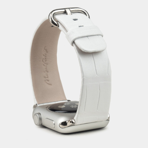 Ремешок для Apple Watch 40/41/42 mm из кожи аллигатора,белого цвета