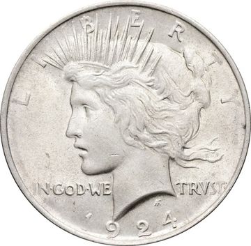 1 доллар (dollar) 1924 США Peace Dollar (Мирный доллар)