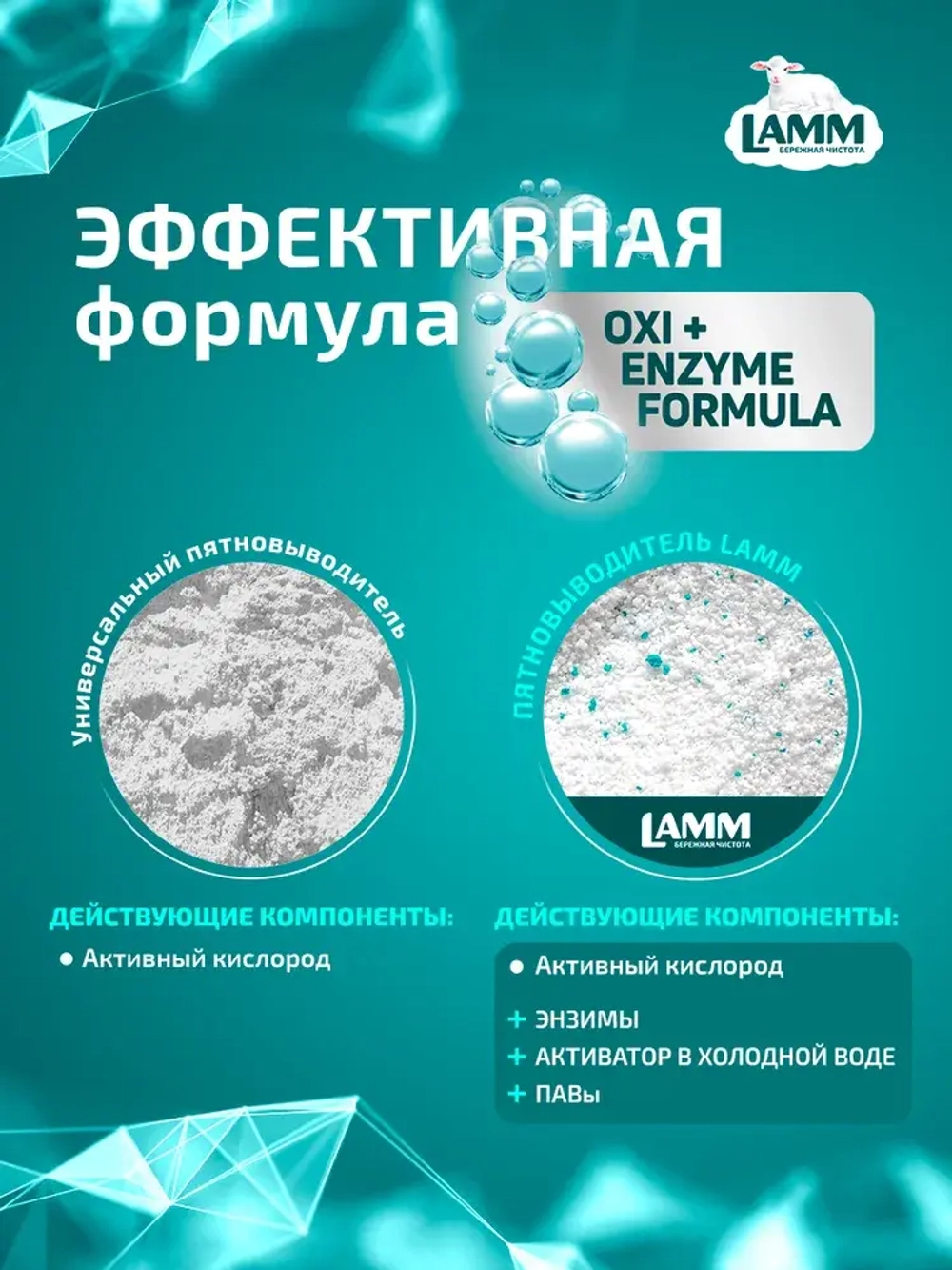Пятновыводитель порошкообразный для белья Lamm 500мл