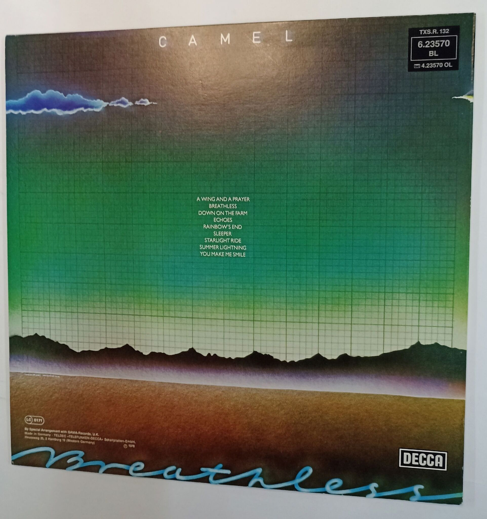 Винтажная виниловая пластинка Camel Breathless (Germany 1986)