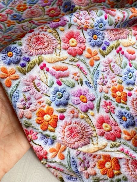 ИМИТАЦИЯ ЦВЕТОЧНОЙ ВЫШИВКИ  #3,  100% хлопок Handmade Fabrics 3