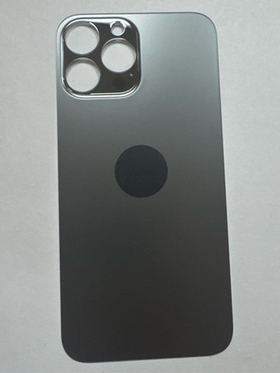 Задняя крышка для iPhone 13 Pro Max Серый (стекло, широкий вырез под камеру, логотип) - Премиум