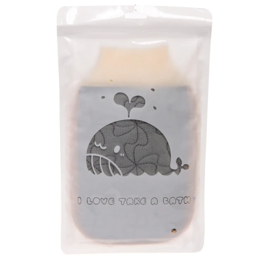 Мочалка - варежка для тела жёсткая «Premium - Lavita», цвет светло - серый, 14*24см (ZIP пакет)