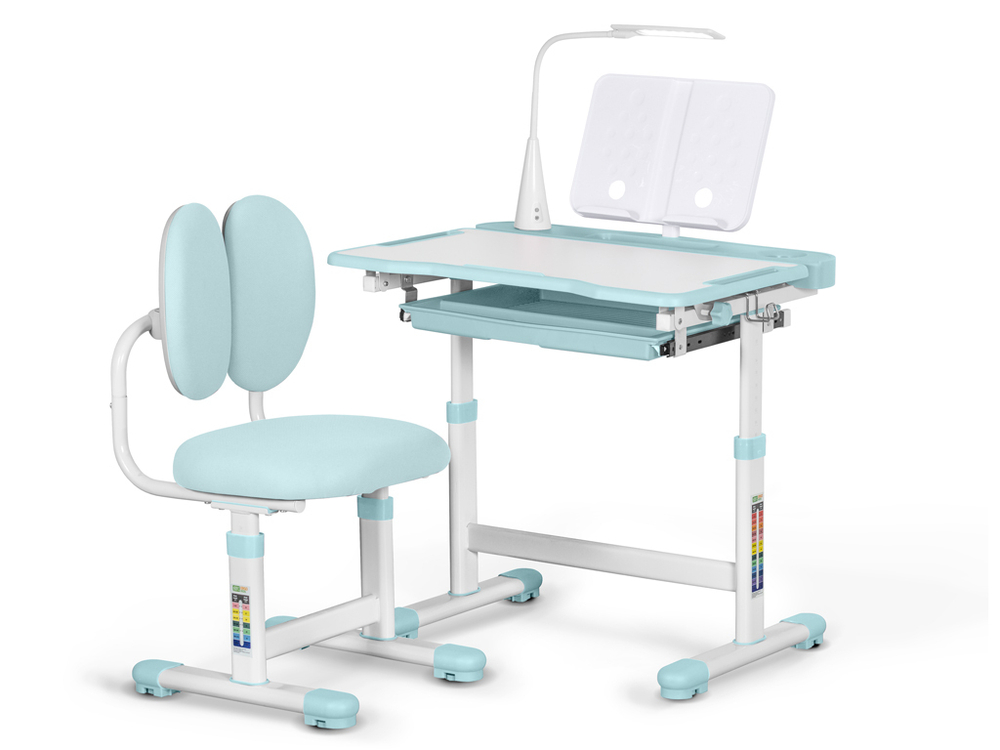 Комплект растущей детской мебели Mealux EVO BD-20 парта + стул + выдвижной ящик + светильник + подставка