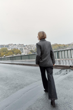 ZARA БЛЕЙЗЕР В ЁЛОЧКУ, СЕРЫЙ МЕЛАНЖ