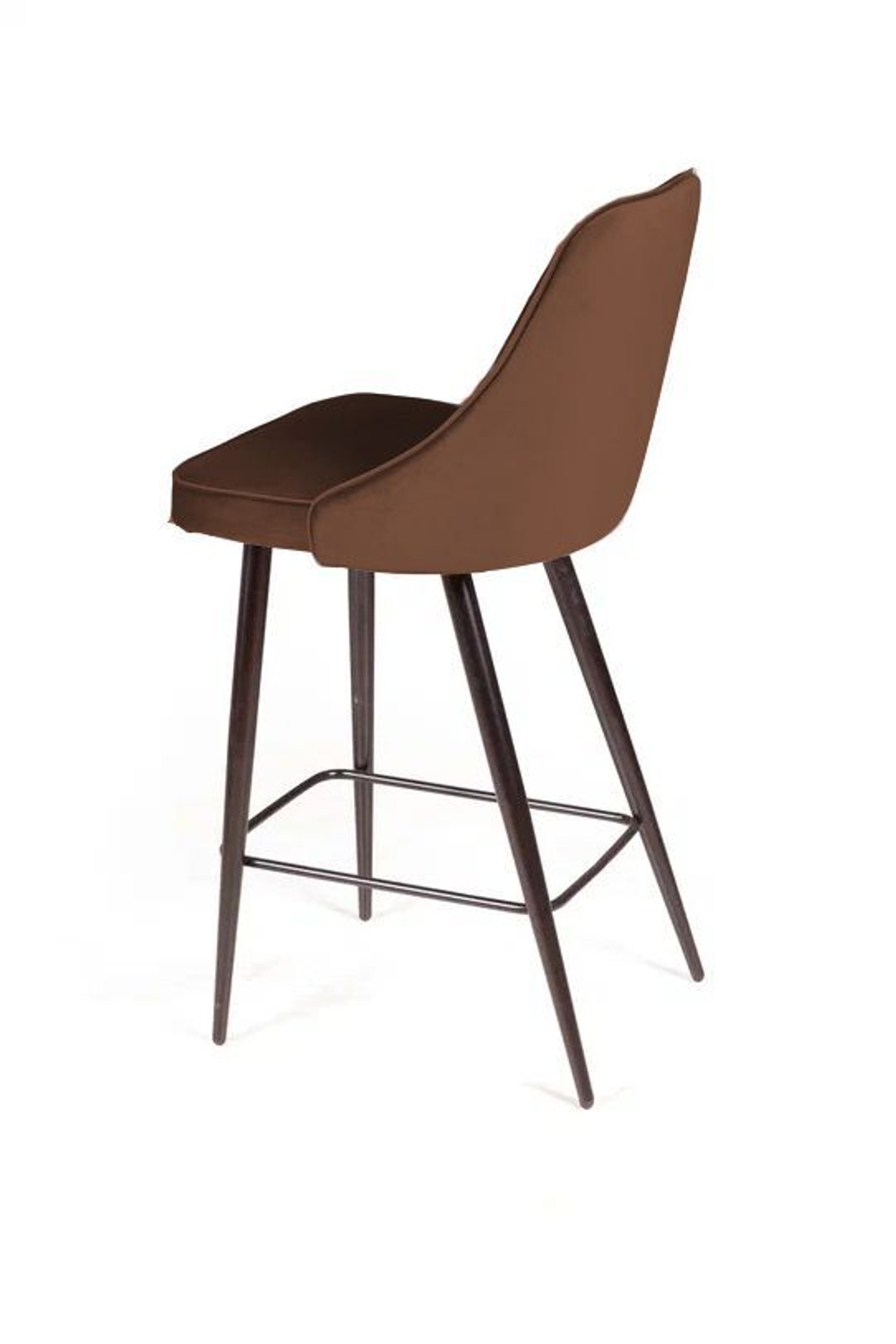 Стул полубарный Oliver, бархат коричневый 12/ чёрный конус