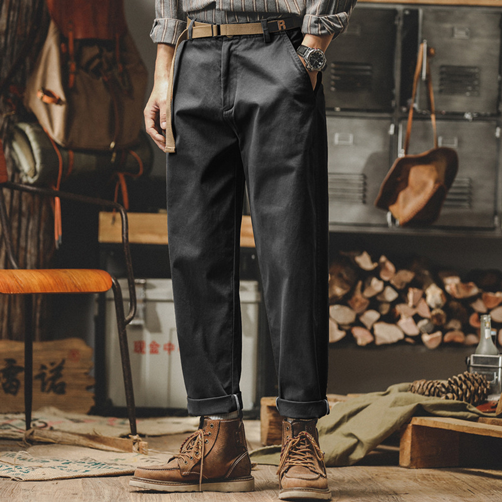 Винтажные минималистские брюки для мужчин Американский стиль весна и осень