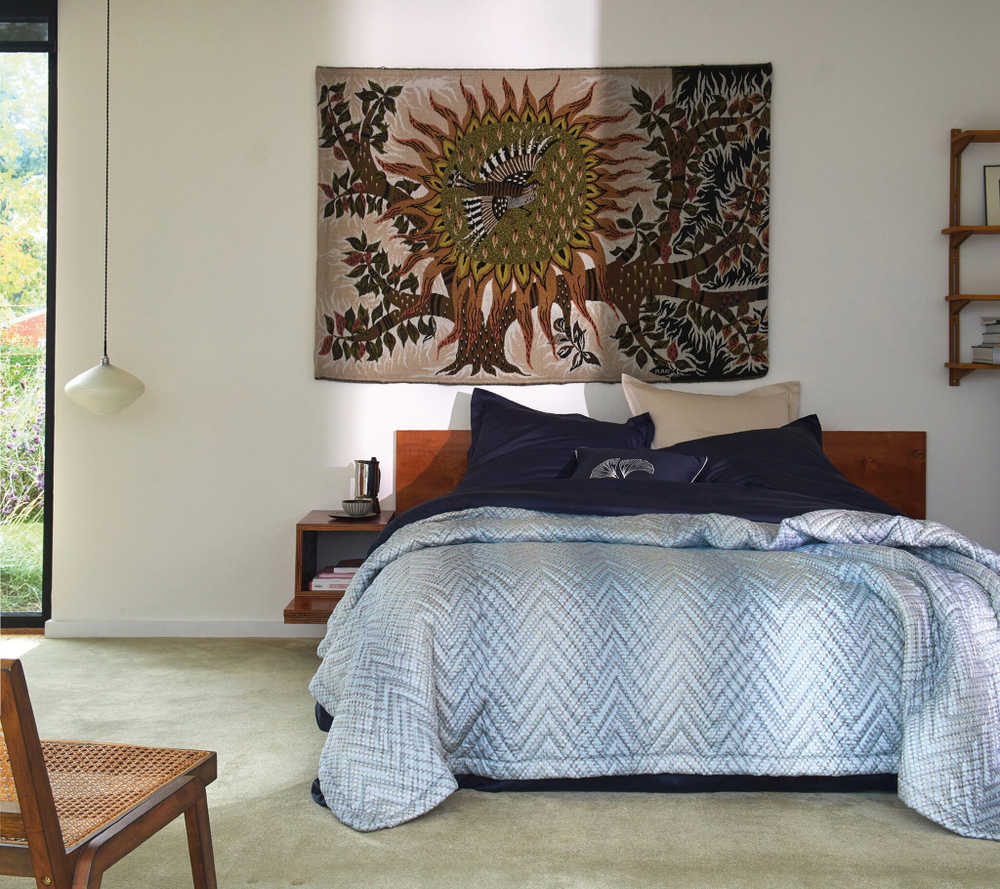 Покрывало стеганое 250х270 Blanc des Vosges Gravity bleu celeste голубое