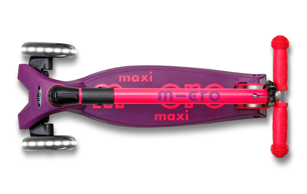 Самокат Maxi Micro Deluxe LED складной, неоновый розовый