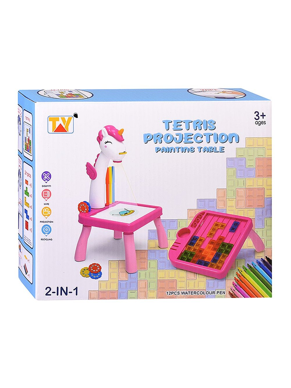 Доска для рисования Единорог с проектором цвет розовый (2200-7)