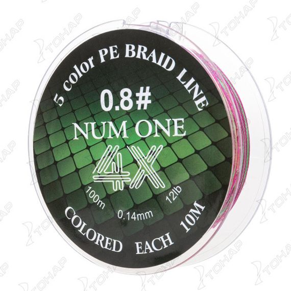 Шнур NUM ONE PE4X-100M 0.8#/0,148 mm Multi Colour Ryobi