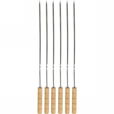 Набор шампуров 6 шт с деревянными ручками, длина 40 см, ширина 5 мм