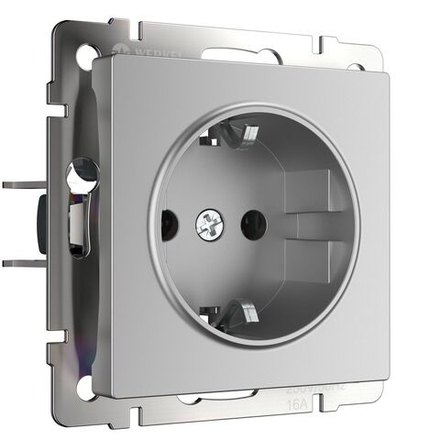 Розетка с заземлением (серебряный)