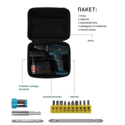 Аккумуляторная бесщеточная электродрель АneerPower 1 Аккумулятор 21 В 1,5 Ач Крутящий момент 25+3 2-скоростная коробка передач 3 рабочий статус В комплект входит 14 насадок для электродрели