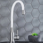Смеситель для кухни, РМС, гибк излив, с картриджем, бел, SUS124W-016F