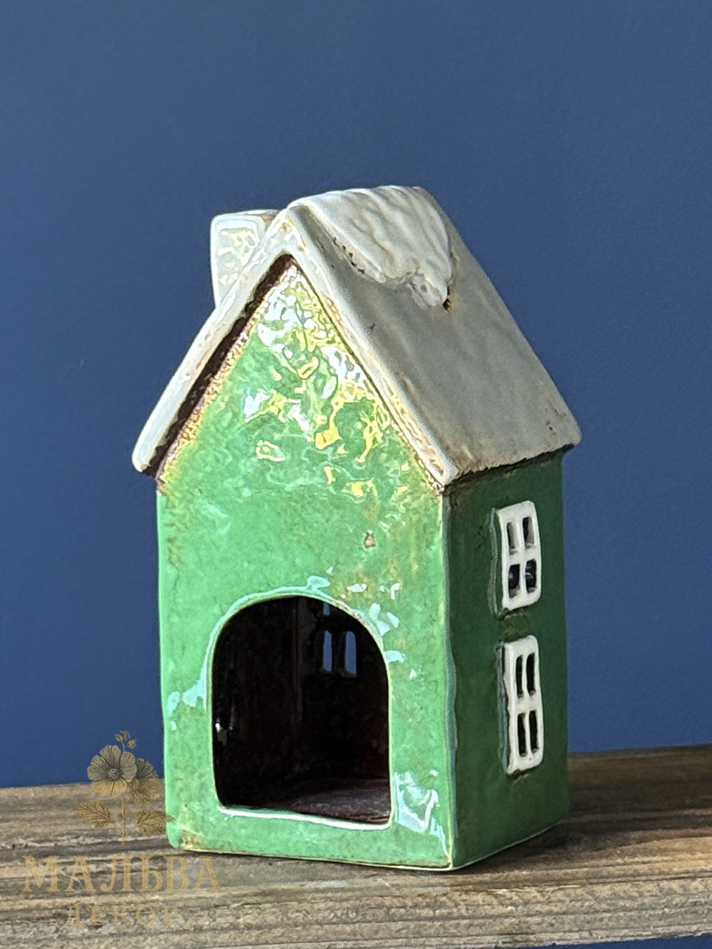 Декоративный подсвечник из керамики "Зеленый домик" CAMPO Home & Garden 10x9xH18,5 см