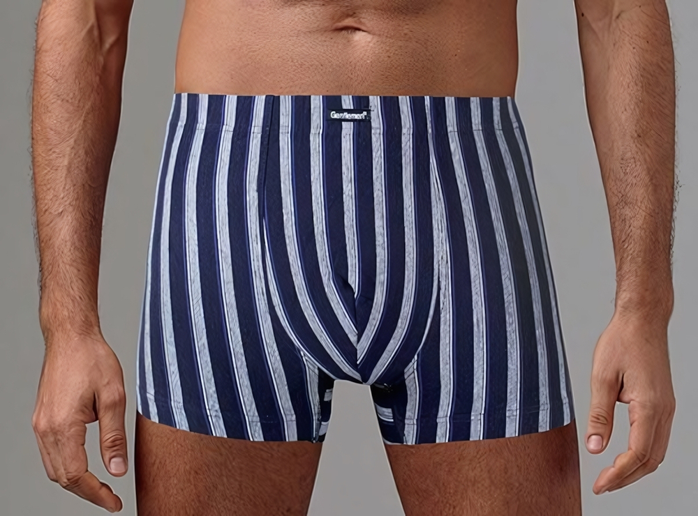 Удобные мужские боксеры из хлопка (Размер: L) (Цвет: синий с серым)