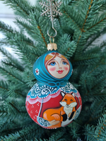 Стеклянная матрешка Танечка с лисичкой