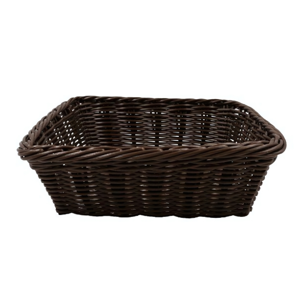 Корзина настольная квадратная "Полиротанг", Д240 Ш240 В75, коричневый