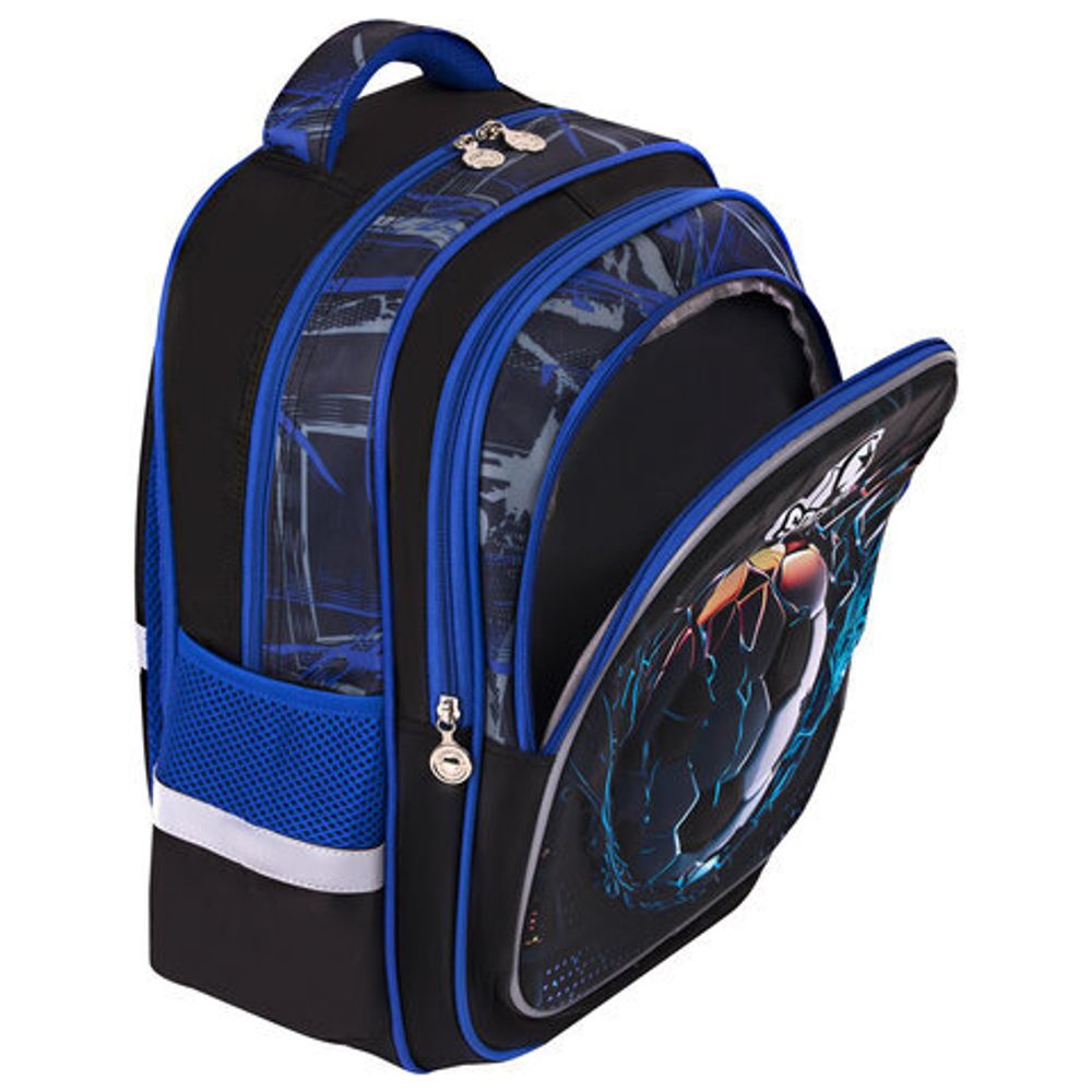 Рюкзак BRAUBERG KIDS FLOSSY, 2 отделения, 3 кармана, "Soccer Club", 3D-панель, 40х28х18 см, 273181