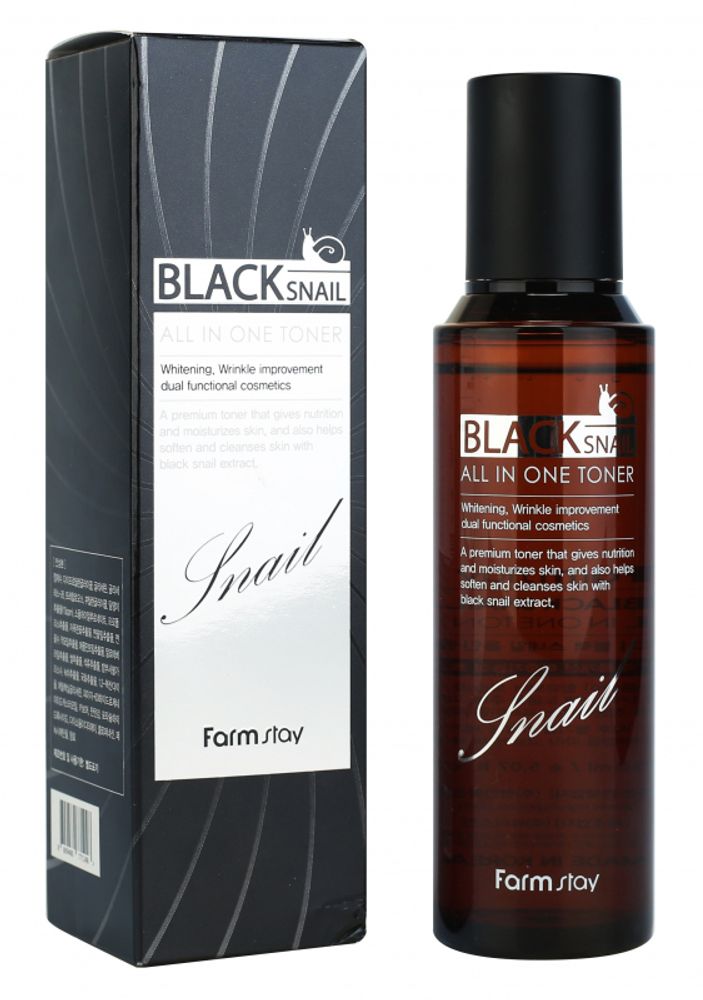 FarmStay. Восстанавливающий тонер с муцином черной улитки Black Snail All In One Toner