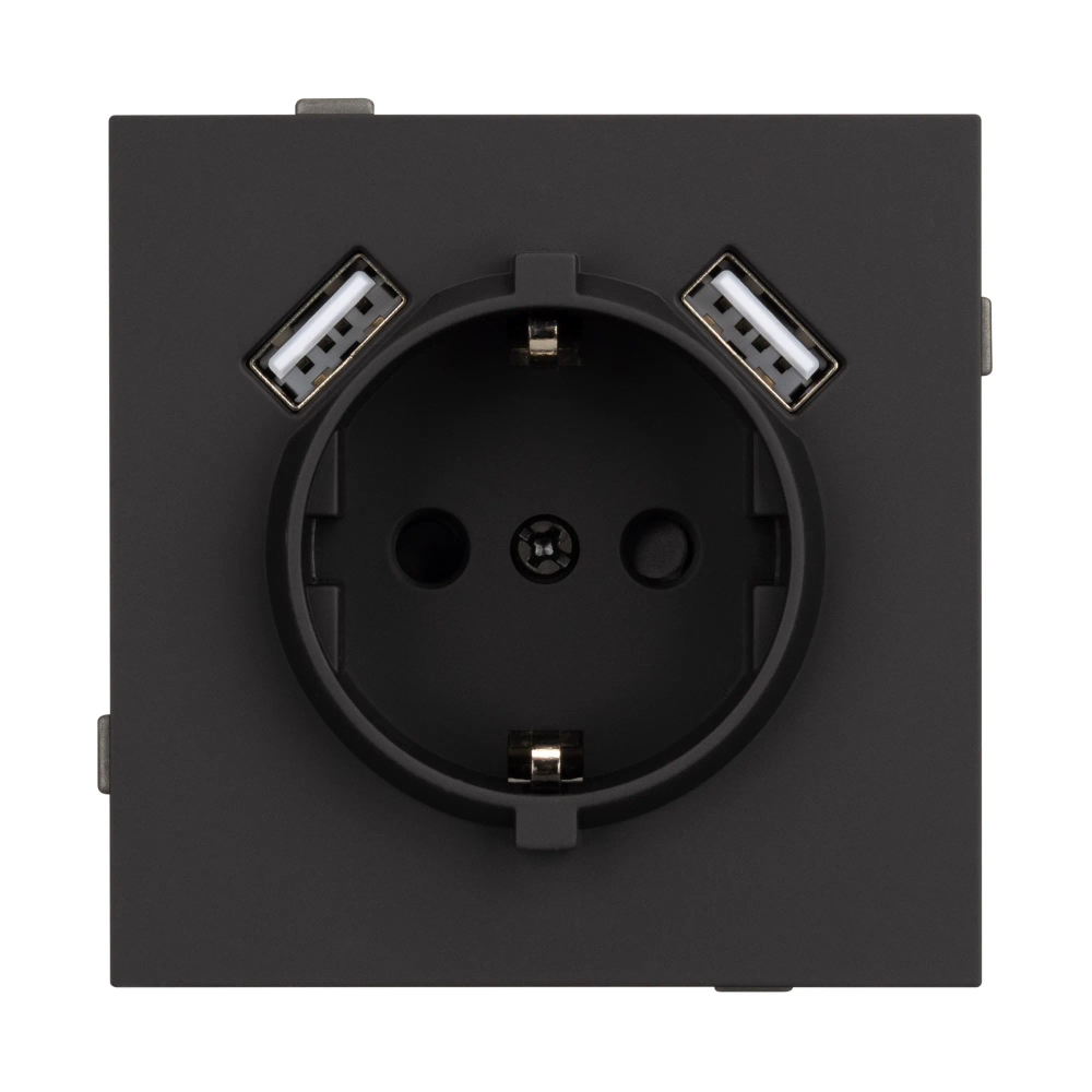 Механизм розетки с USB зарядкой SCT-TENDO-MUAA-SFPL-BK (230V, 16A) (Arlight, -) 054603