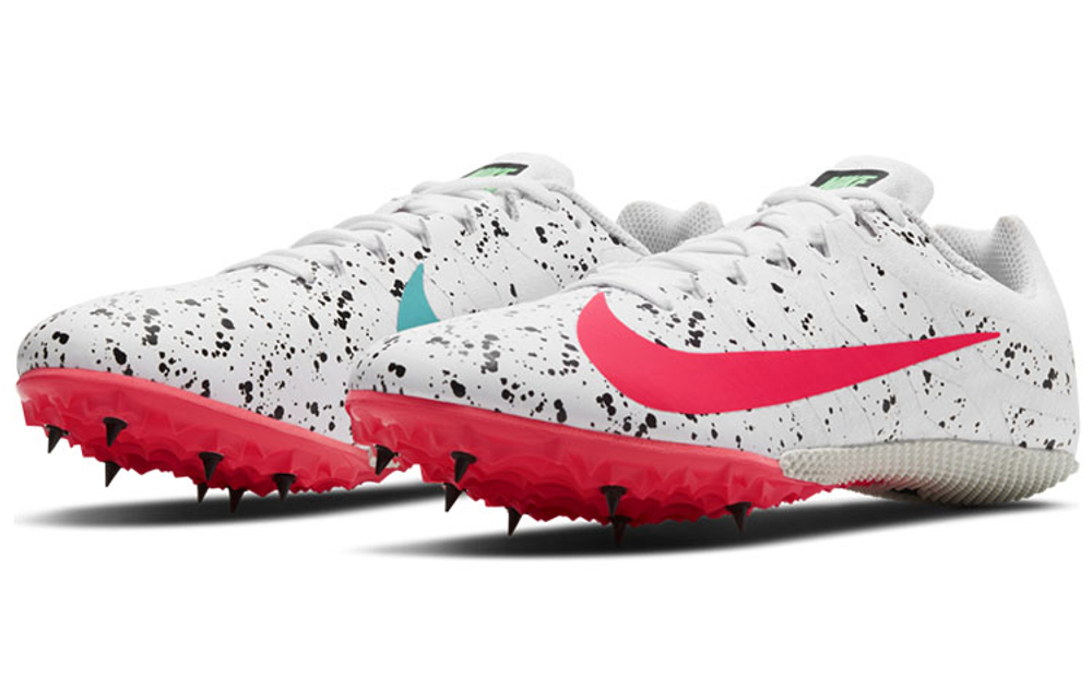 Nike Air Zoom Rival S 9 Spikes "Paint Splatter White Crimson Jade"