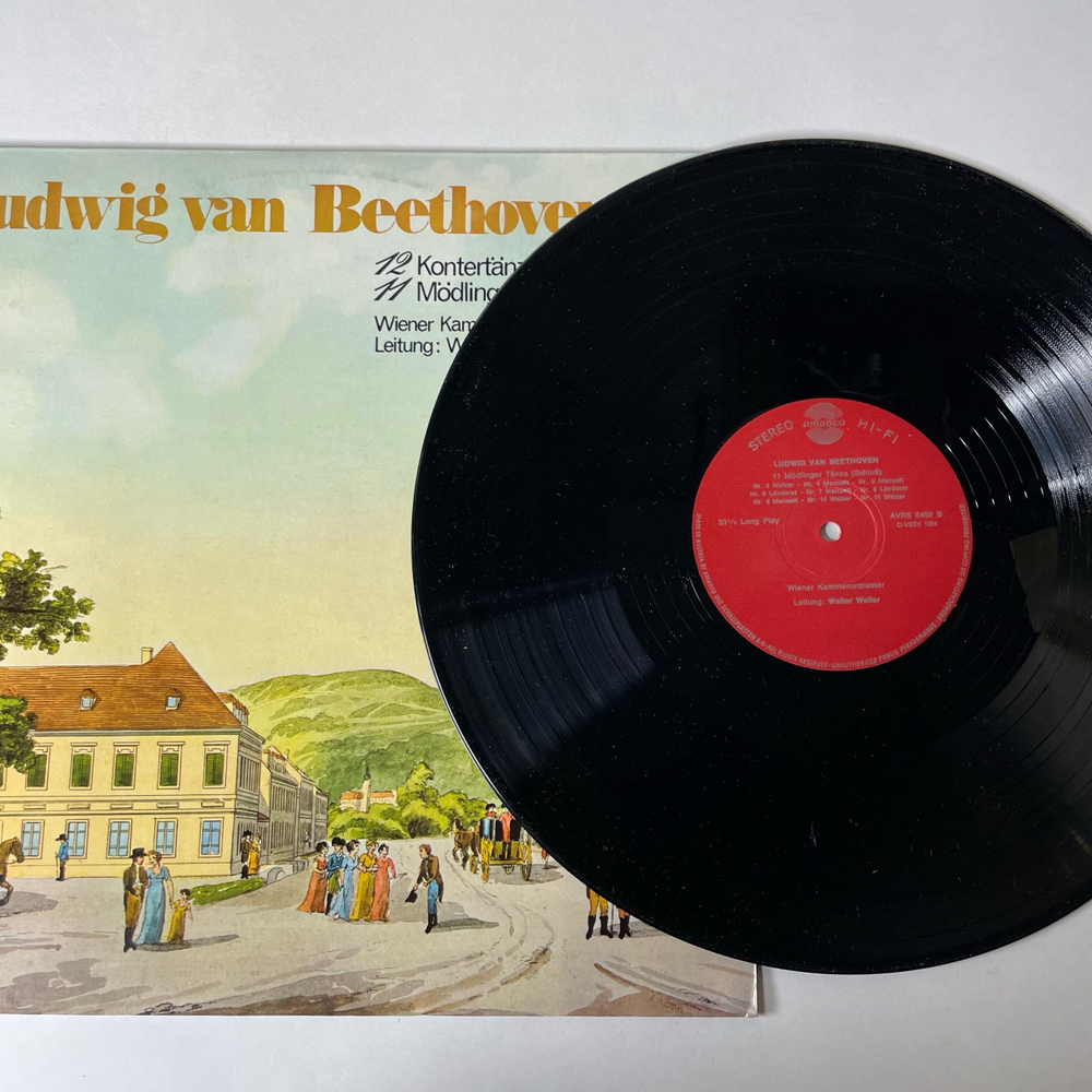 Винтажная виниловая пластинка LP Ludwig Van Beethoven Бетховен, 12 Kontertanze / 11 Modlinger Tanze (Германия 1977)
