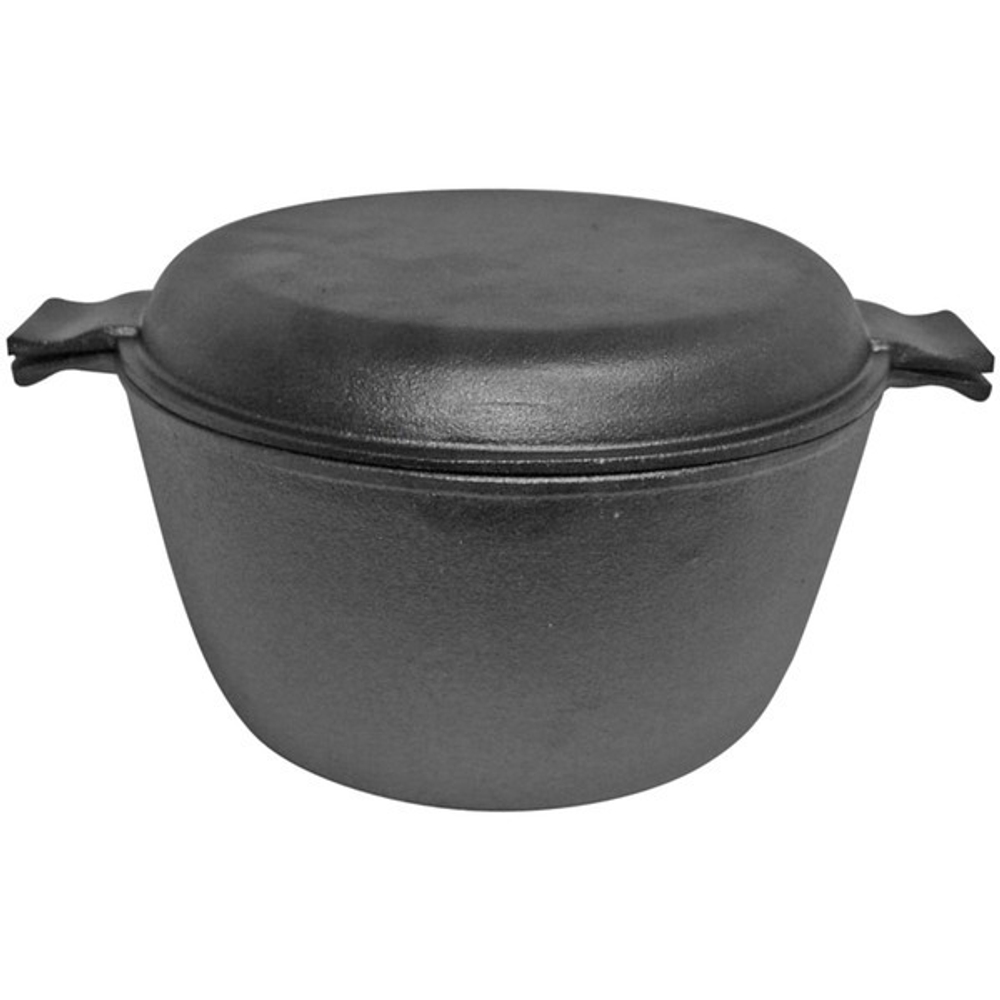 Кастрюля чугунная 4,5л с крышкой-сковородкой, 24 см