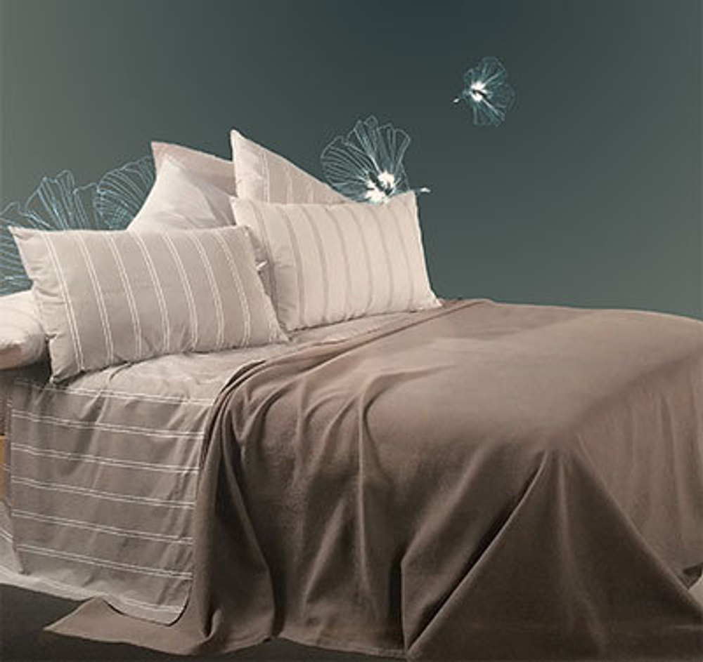Постельное белье 1.5 спальное Caleffi Palinuro серо-бежевое Италия