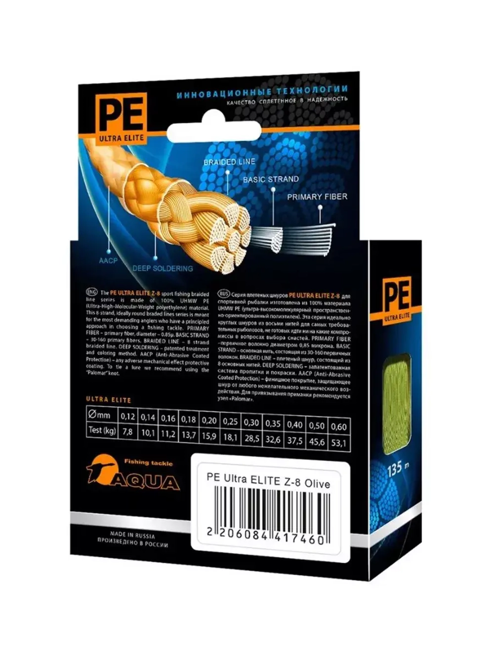 Плетеный шнур для рыбалки ELITE Z-8 0,12mm 135m
