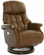 Кресло реклайнер Relax Lux Electro S16099RWB, натуральная кожа коричневая (034), основание дерево темный орех (029)
