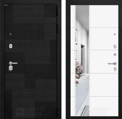 Входная металлическая дверь с зеркалом Лабиринт PAZL (ПАЗЛ) 19 Белый софт