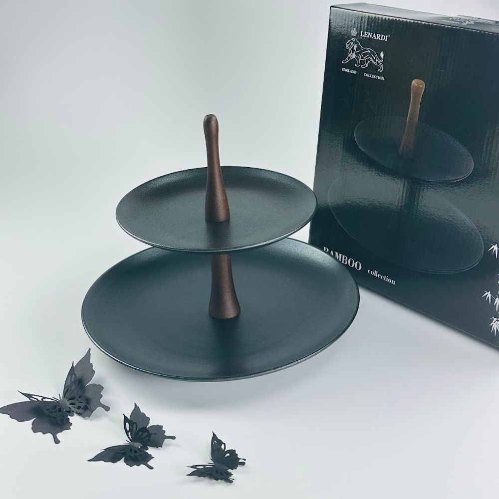 Lenardi 235-052 Двухъярусная этажерка 19/27см BLACKWOOD в под.уп.(х12)Фарфор