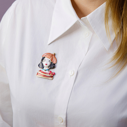 Брошь Shadore Девочка в берете XZ1479.9 R/G