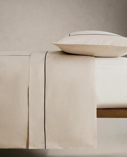 ZARA HOME ПОДОДЕЯЛЬНИК ИЗ САТИНА С ОКАНТОВКОЙ, СЕРЫЙ