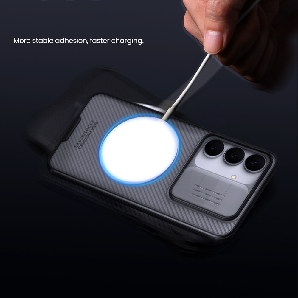 Чехол с встроенным магнитом от Nillkin для Samsung Galaxy S25 FE, серия CamShield Pro Magnetic Case (Clear version) прозрачный тонированный