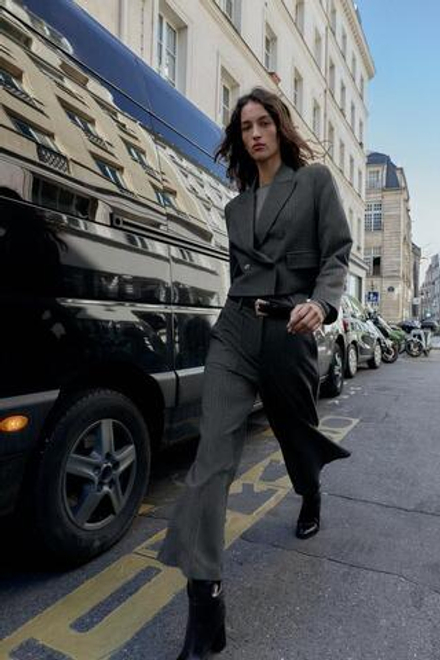 ZARA БРЮКИ КЮЛОТЫ В ТОНКУЮ ПОЛОСКУ С РЕМНЕМ, В ПОЛОСКУ