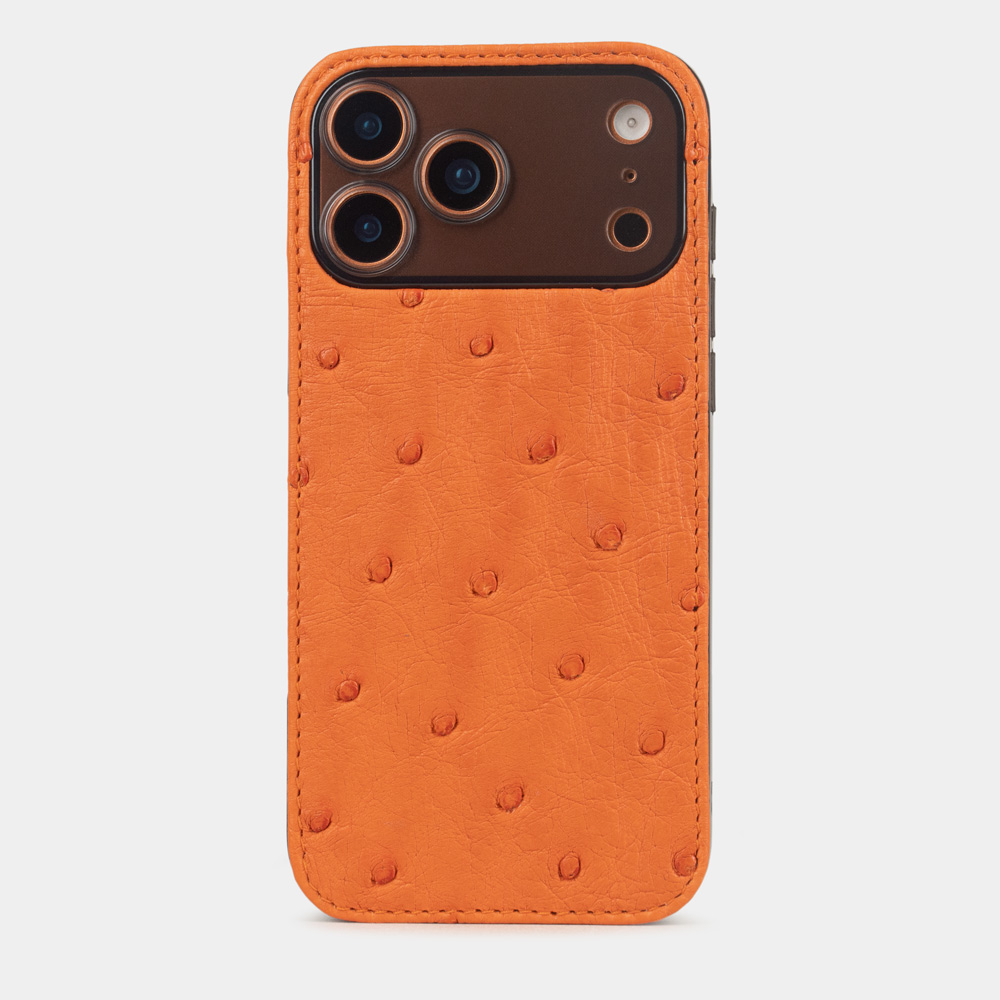 Чехол-накладка для iPhone 17 Pro из кожи страуса, оранжевого цвета