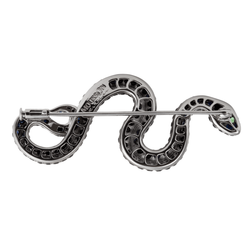 Брошь Змея с Черными Сапфирами и Цаворитами, Brs0188-1/3